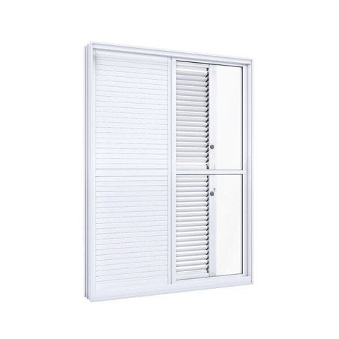 Porta de Alumínio Balcão 215x150cm 4 Folhas 2 Fixas Lucasa Eccellente Branco