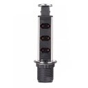 Ver imagem 1 de Torre de Tomada Retrátil Multiplug Antichoque Embutir Mesa Granito Inox