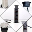 Ver imagem 3 de Torre de Tomada Retrátil Multiplug Antichoque Embutir Mesa Granito Inox