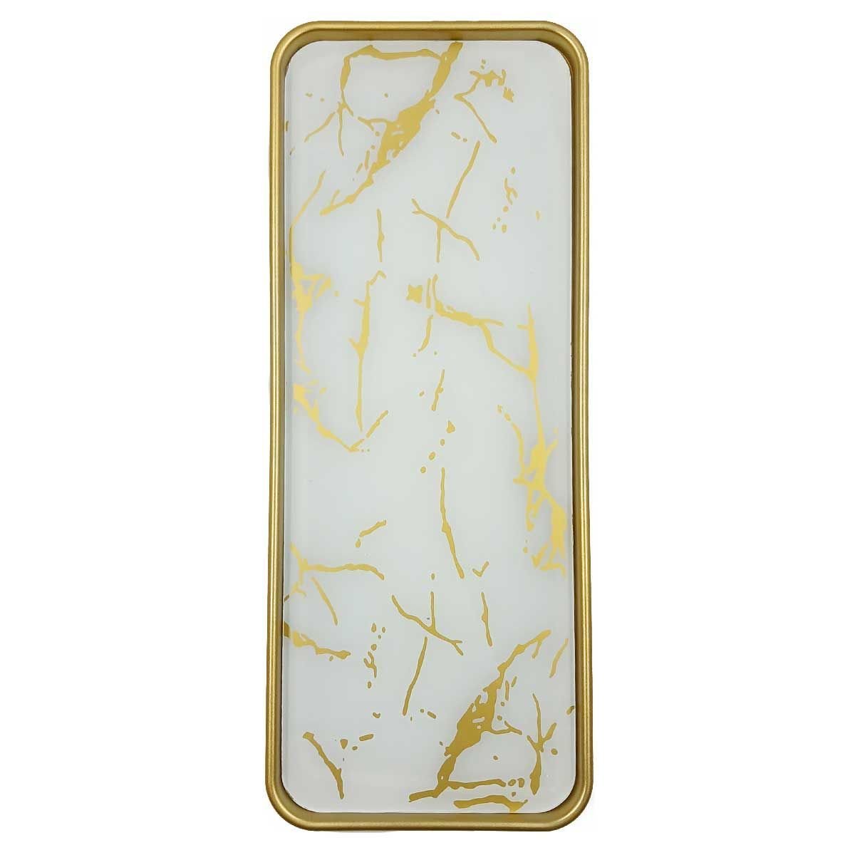 Ver imagem 2 de Bandeja Decorativa Multiuso Fwb Retangular: Branco C/ Dourado