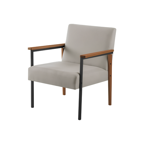 Poltrona Decorativa para Sala Trindade Estilo Industrial em Linho Sanna Decor