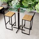 Ver imagem 1 de Conjunto Mesa Alta Bar Bistrô Quadrada Vidro 2 Banquetas Confort Pinus Industrial Black Don Castro D