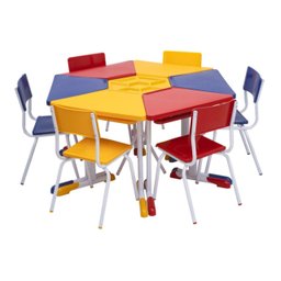 Conjunto HEXAGONAL Mesas e Cadeiras - 06 A 09 anos - INFANTO JUVENIL - REALPLAST - 42000 - 1