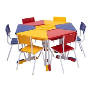 Conjunto HEXAGONAL Mesas e Cadeiras - 06 A 09 anos - INFANTO JUVENIL - REALPLAST - 42000
