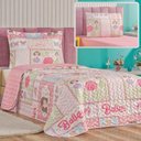 Ver imagem 1 de Enxoval Kit Colcha + Jogo de Cama Lençol Bouti Solteiro Infantil Kids 4 Peças - Ballet