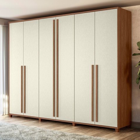 Guarda Roupa Casal com Pés 6 Portas 4 Gavetas Juriti - Jequitiba / Areia