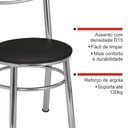 Ver imagem 7 de Conjunto 8 Cadeiras para Sala de Jantar Tradicional Cromado/Preto
