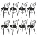 Ver imagem 5 de Conjunto 8 Cadeiras para Sala de Jantar Tradicional Cromado/Preto