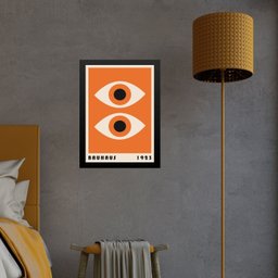 Quadro Bauhaus Poster Olhos Laranja 45x34cm - com Vidro:moldura Preta - 1