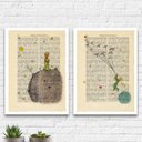 Ver imagem 1 de Kit 2 Quadros Vintage Pequeno Príncipe 45x34cm:Madeira preta