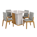 Ver imagem 2 de Conjunto Mesa com 4 Cadeiras Harmonia Marrom/Marromle/Off White