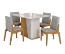 Ver imagem 2 de Conjunto Mesa com 4 Cadeiras Harmonia Marrom/Marromle/Off White