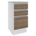 Ver imagem 1 de Balcão Armário de Cozinha 40 cm 3 Gavetas Branco/Rustic Glamy Madesa