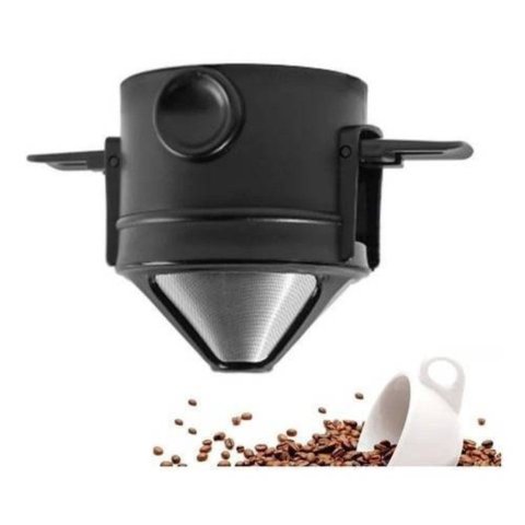 Mini Filtro Coador de Café Portátil Reutilizável com Suporte Dobrável