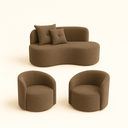 Ver imagem 1 de Conjunto Decorativo 02 Poltronas + Sofá Curvo Orgânico Nature Gaia Suede Cappuccino - Montanaris Dec