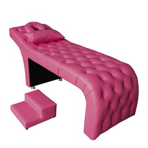 Maca Estética Capitonê com Escada e Almofada Sintético Pink - Ninho Decor