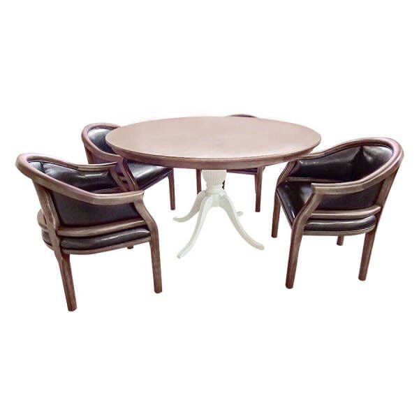 Conjunto de Mesa de Jantar e 4 Cadeiras Carla Imbuia Envelhecido e Couro Eco Marrom - 3