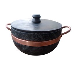 Panela em Pedra Sabão Alça de Cobre Número 4 Curada - 1