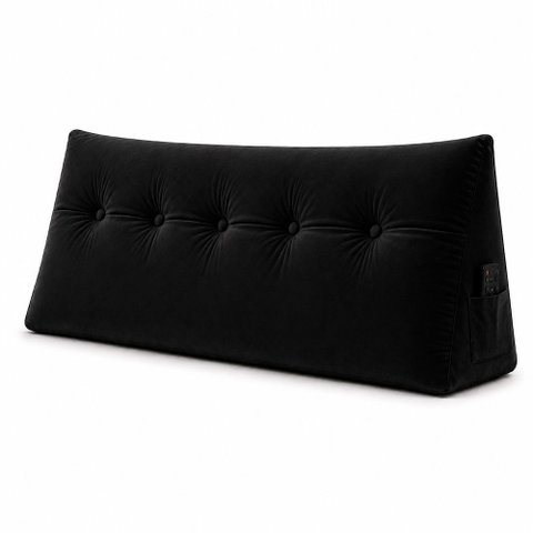 Almofada Decorativa Cabeceira Bella Encosto Apoio de Lombar 140cm Casal Suede Preto - Monari Design