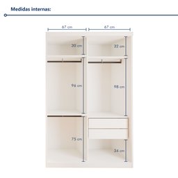 Guarda Roupa Solteiro Premium Salvador 138cm 2 Portas 2 Gavetas Espresso Móveis - 10