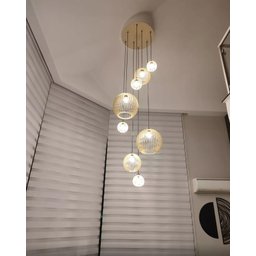 Lustre Pendente para Sala Pé Direito Duplo Mix Ball P7 - Marfim - 2