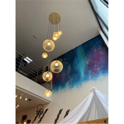 Lustre Pendente para Sala Pé Direito Duplo Mix Ball P7 - Marfim - 6