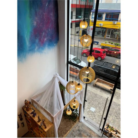 Lustre Pendente para Sala Pé Direito Duplo Mix Ball P7 - Marfim