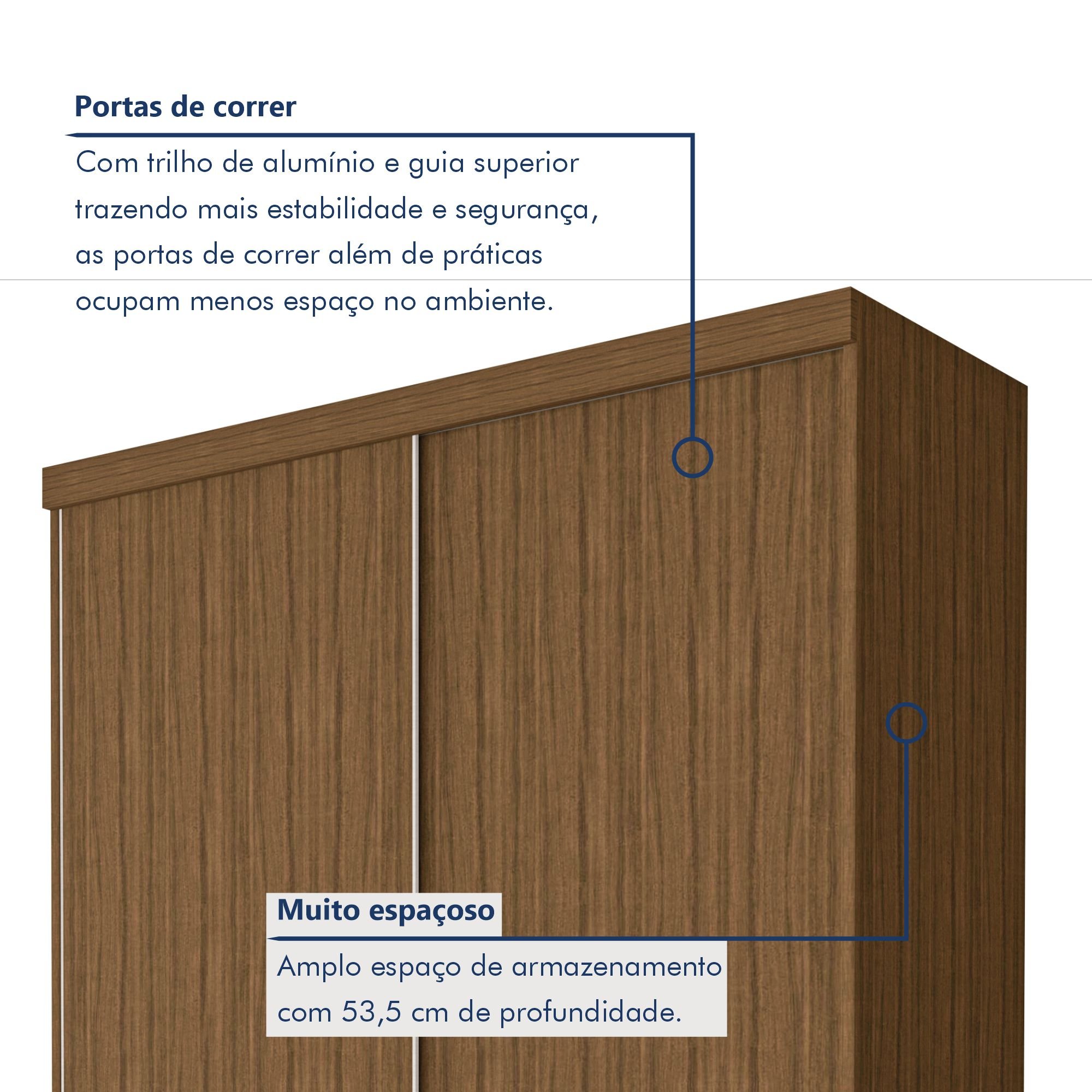 Guarda Roupa Solteiro Premium Salvador 138cm 2 Portas 2 Gavetas Espresso Móveis - 3