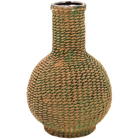 Vaso Sultan Decorativo Cachepô Enfeite  39x26x26cm Cerâmica Verde