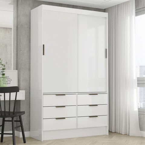 Guarda Roupa Sevilha 2 portas de Correr 6 Gavetas Carioca Móveis