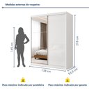Ver imagem 4 de Guarda Roupa Solteiro Premium Salvador Plus 138cm com Espelho 2 Portas 2 Gavetas Yescasa Branco