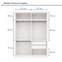 Ver imagem 7 de Guarda Roupa Solteiro Premium Salvador Plus 138cm com Espelho 2 Portas 2 Gavetas Yescasa Branco