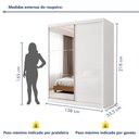 Ver imagem 4 de Guarda Roupa Solteiro Premium Salvador Plus 138cm com Espelho 2 Portas 2 Gavetas Yescasa Branco