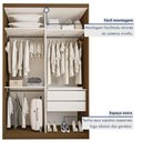 Ver imagem 5 de Guarda Roupa Solteiro Premium Salvador Plus 138cm com Espelho 2 Portas 2 Gavetas Yescasa