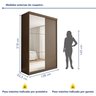 Guarda Roupa Solteiro Premium Salvador Plus 138cm com Espelho 2 Portas 2 Gavetas Espresso      - 9