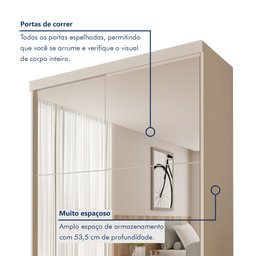 Guarda Roupa Solteiro Premium Salvador Top 138cm com Espelho 2 Portas 2 Gavetas Espresso      - 3