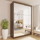 Ver imagem 2 de Guarda Roupa Solteiro Premium Salvador Top 138cm com Espelho 2 Portas 2 Gavetas Espresso     