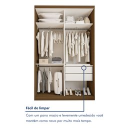 Guarda Roupa Solteiro Premium Salvador Top 138cm com Espelho 2 Portas 2 Gavetas Espresso      - 8