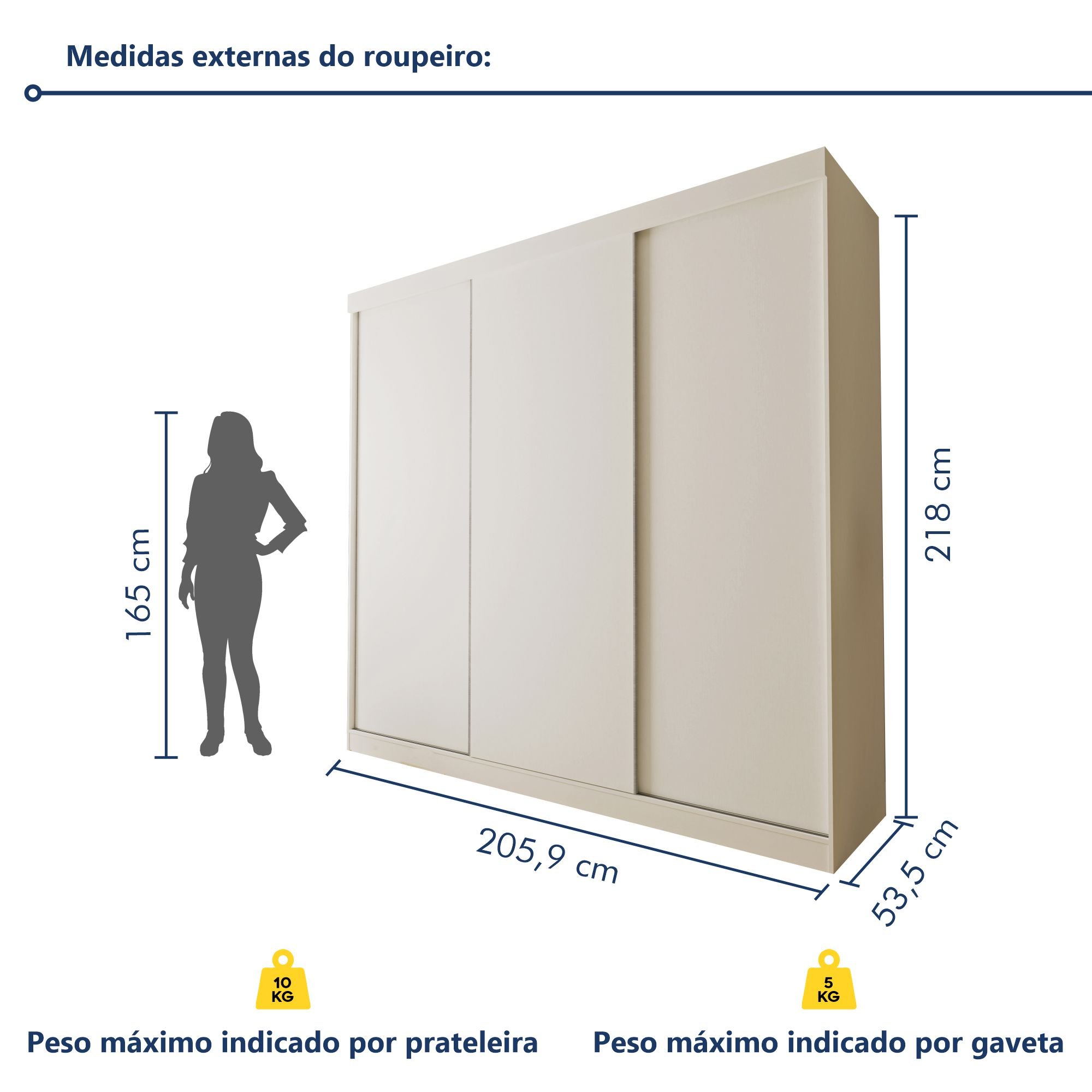 Guarda Roupa Casal Premium Cronos 205,9cm 3 Portas 4 Gavetas Espresso Móveis - 8