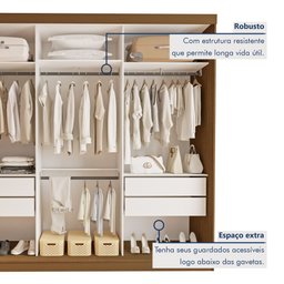 Guarda Roupa Casal Premium Cronos 205,9cm 3 Portas 4 Gavetas Espresso Móveis - 5