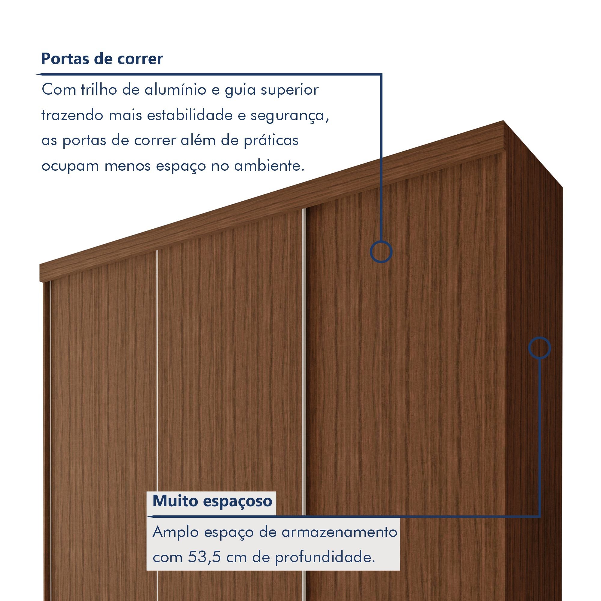 Guarda Roupa Casal Premium Cronos 205,9cm 3 Portas 4 Gavetas Espresso Móveis - 3