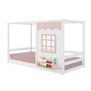 Ver imagem 2 de Cama Montessoriano Casinha Reta com Janela Madeira Maciça Branco/rosa Housin