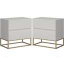 Ver imagem 1 de Dupla Mesas de Cabeceira Decorativas Cor Off/dourado 45cm