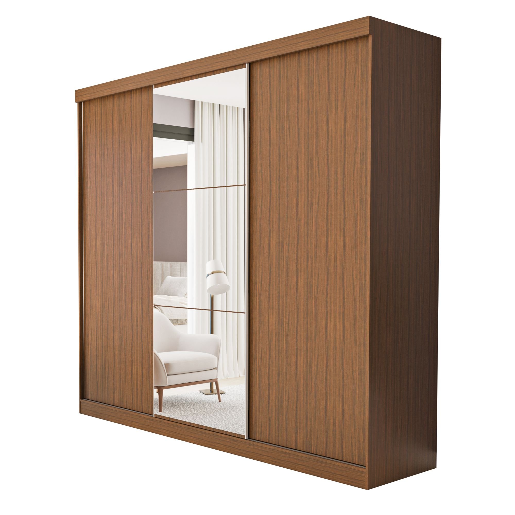 Guarda Roupa Casal Premium Barcelona 205,9cm com Espelho 3 Portas 4 Gavetas Espresso Móveis     - 12