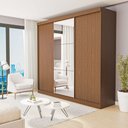 Ver imagem 1 de Guarda Roupa Casal Premium Barcelona 205,9cm com Espelho 3 Portas 4 Gavetas Yescasa Marrom/Freijó