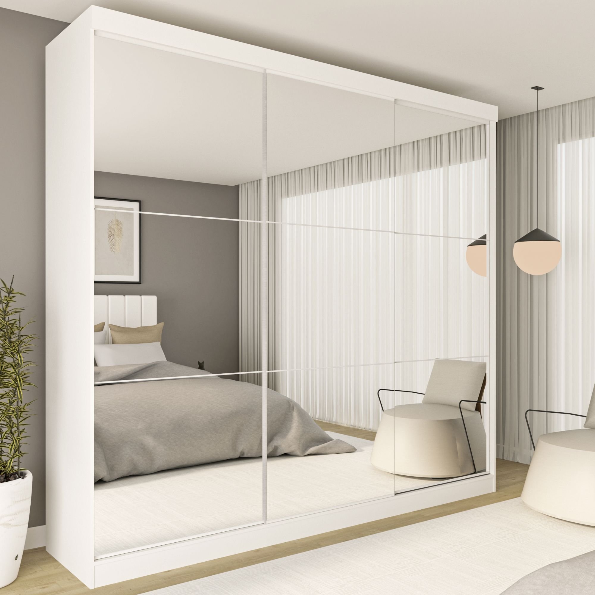 Guarda Roupa Casal Premium Rennes 205,9cm com Espelho 3 Portas 4