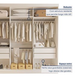 Guarda Roupa Casal Premium Rennes 205,9cm com Espelho 3 Portas 4 Gavetas Yescasa Branco - 5