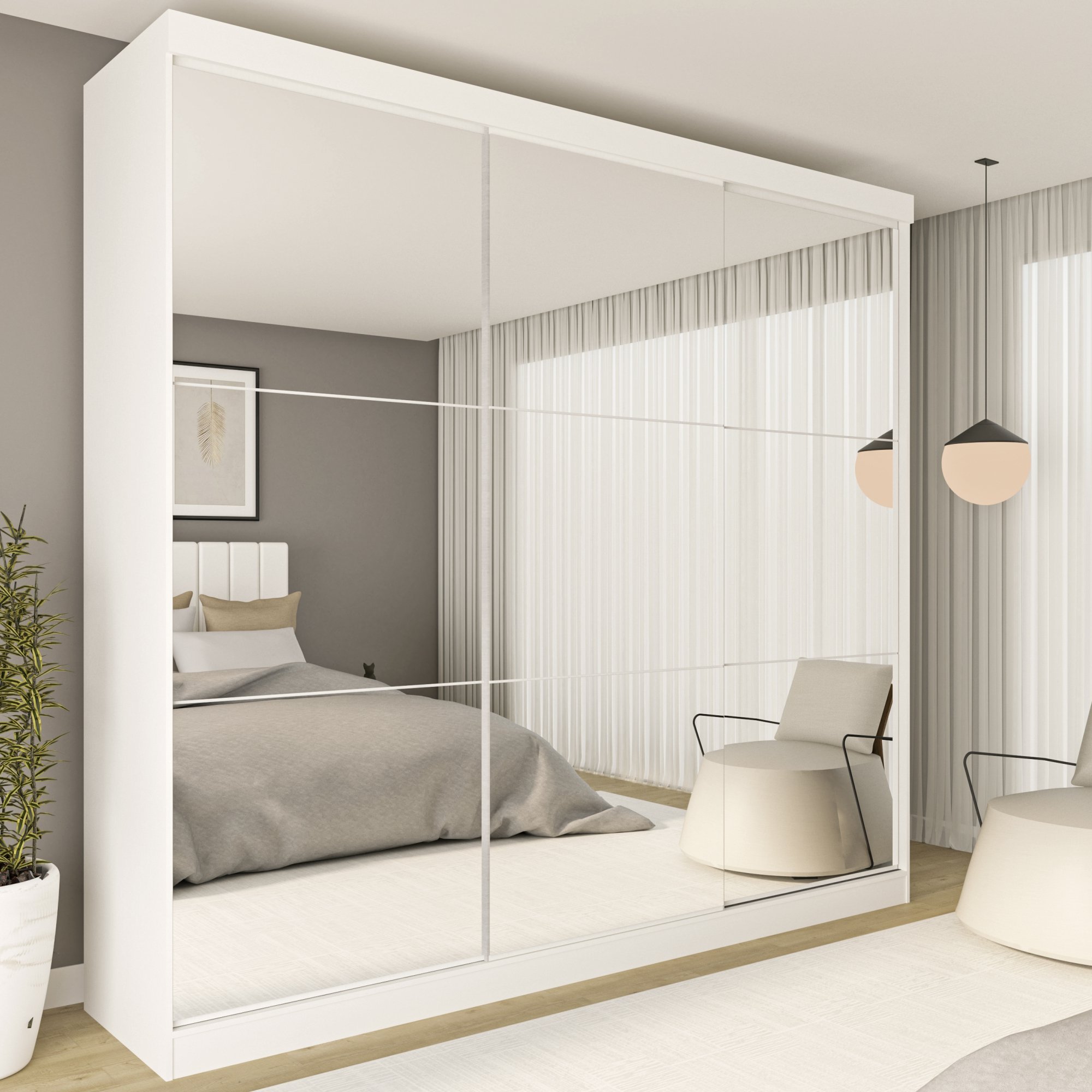 Guarda Roupa Casal Premium Rennes 205,9cm com Espelho 3 Portas 4 Gavetas Espresso Móveis    