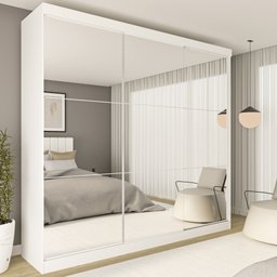 Guarda Roupa Casal Premium Rennes 205,9cm com Espelho 3 Portas 4 Gavetas Espresso Móveis     - 2