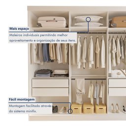 Guarda Roupa Casal Premium Rennes 205,9cm com Espelho 3 Portas 4 Gavetas Yescasa Branco - 6